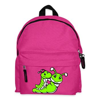 2 friends riding caterpillar father mother child dad mom - Kids' Backpack - fuchsia - Front