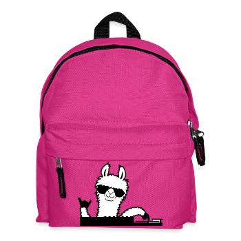Lama DJ Cool Party Musik Auflegen Sonnenbrille süß - Kinder Rucksack - Fuchsia - Vorne