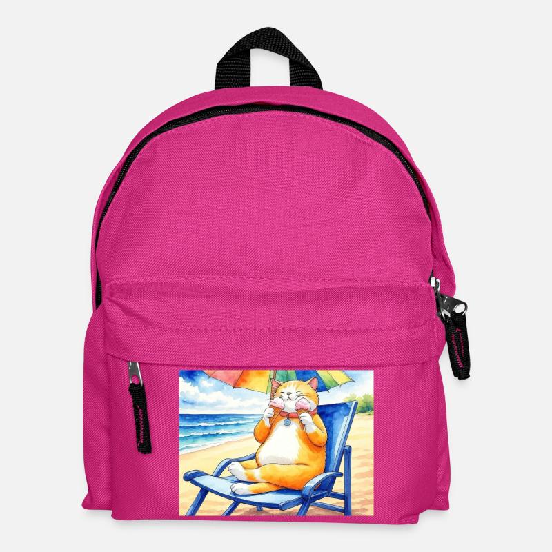 Chat sur la plage avec une glace - Sac à dos Enfant - fuchsia