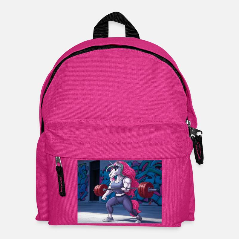 Kraftvolles Einhorn-Training - Kinder Rucksack - Fuchsia