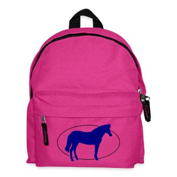 Kobaltblaues Pferd Silhouette - Kinder Rucksack - Fuchsia - Vorne