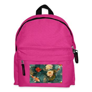 Koi und Lotusblüten auf blaugrünem Wasser - Kinder Rucksack - Fuchsia - Vorne