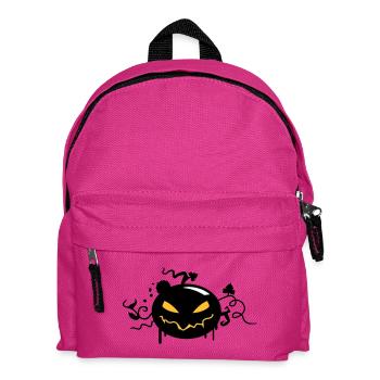 black halloween pumpkin with glowing eyes - Kids' Backpack - fuchsia - Front