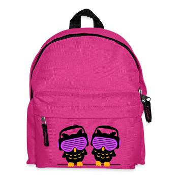 2 DJ Eulen Kopfhörer Musik hören Club Disko Party - Kinder Rucksack - Fuchsia - Vorne