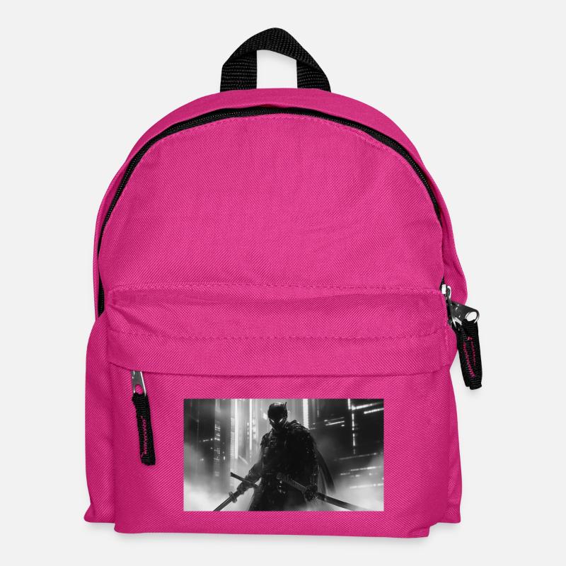 Urbaner Samurai im schwarzen Schatten - Kinder Rucksack - Fuchsia
