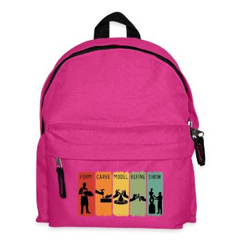 Retro Sculpting Steps Schnitzen Modell Verfeinerung Geschenk - Kinder Rucksack - Fuchsia - Vorne