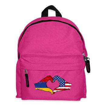 Armenia USA Flag Hands Heart Shape Used - Kids' Backpack - fuchsia - Front
