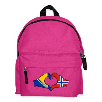 Bosnien Norwegen Flagge Hände Herzform - Kinder Rucksack - Fuchsia - Vorne