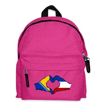 Bosnien Holland Flagge Hände Herzform - Kinder Rucksack - Fuchsia - Vorne
