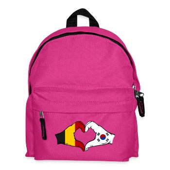 Belgium South Korea Flag Hands Heart Shape - Kids' Backpack - fuchsia - Front