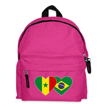 Senegal Brazil Flag Hands Heart Shape - Kids' Backpack - fuchsia - Front