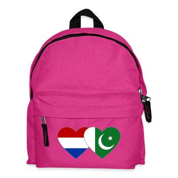Netherlands Pakistan Flags Heart - Kids' Backpack - fuchsia - Front