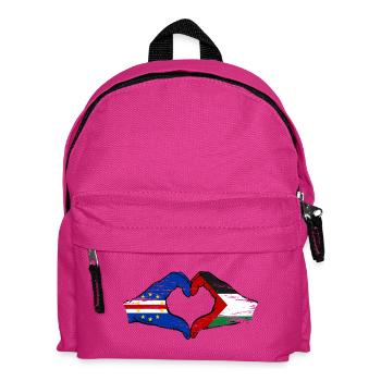 Cape Verde Palestine Flag Hands Heart Shape Used - Kids' Backpack - fuchsia - Front