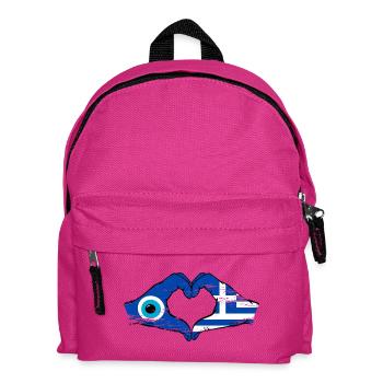 Greece Mati Flag Hands Heart Shape Used - Kids' Backpack - fuchsia - Front