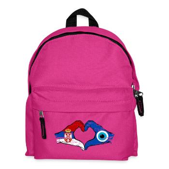 Serbia Nazar flag hands heart shape used - Kids' Backpack - fuchsia - Front