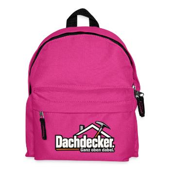 Dachdecker. Ganz oben dabei. – Lustiger Dachdecker - Kinder Rucksack - Fuchsia - Vorne
