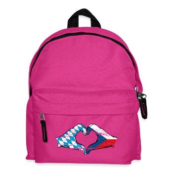 Bavière République Tchèque Drapeau Mains Coeur Utilisé - Sac à dos Enfant - fuchsia - Devant