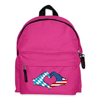 Bavaria USA Flag Hands Heart Shape - Kids' Backpack - fuchsia - Front