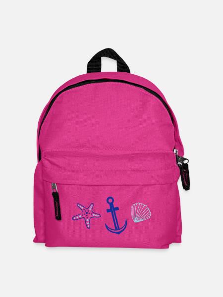 Anker mit Seestern und Muschel. - Kinder Rucksack - Fuchsia