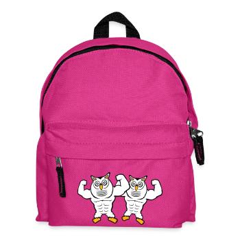 2 Eulen Bodybuilder Muskeln Bizeps Posen Gym Rat - Kinder Rucksack - Fuchsia - Vorne