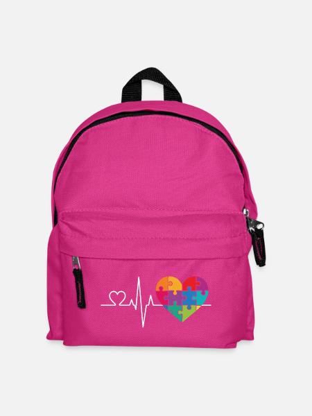 Autismus Aufklaerung Puzzle Herzschlag - Kinder Rucksack - Fuchsia