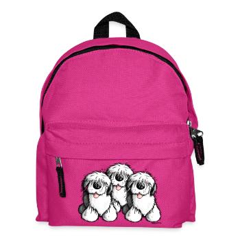 " Bobbie Bobtail "- Old English Sheepdog - Cartoon - Kids' Backpack - fuchsia - Front