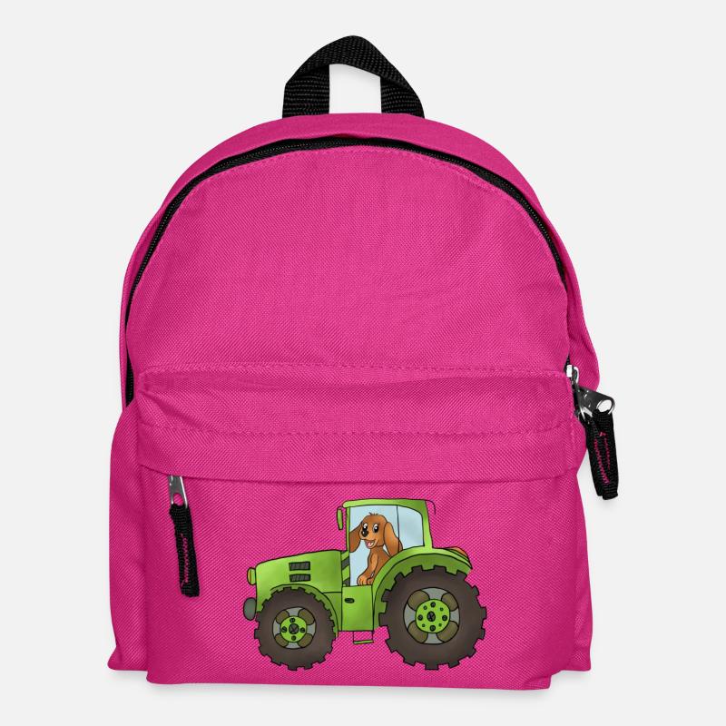 Hund mit Trecker - Kinder Rucksack - Fuchsia