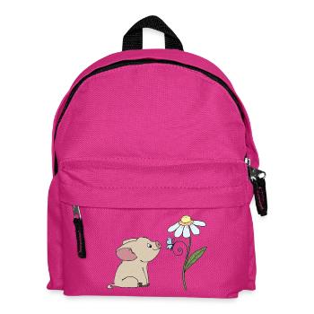 Schweinchen und Schmetterling - Kinder Rucksack - Fuchsia - Vorne