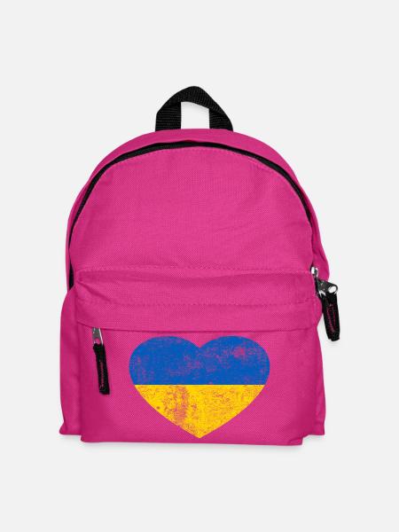 Ukraine Flagge Fahne Grunge Retro Herz - Kinder Rucksack - Fuchsia