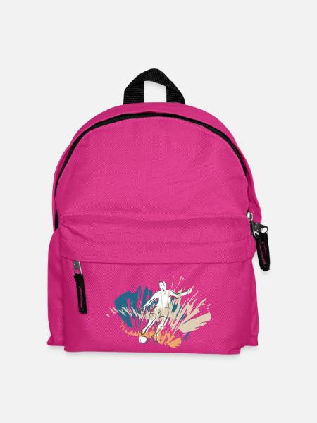 Fußballspieler mit dem Fussball - Kinder Rucksack - Fuchsia
