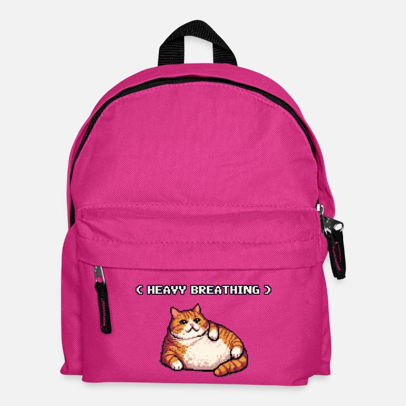 Chonky Pixel Cat Heavy Breathing - Kids' Backpack - fuchsia