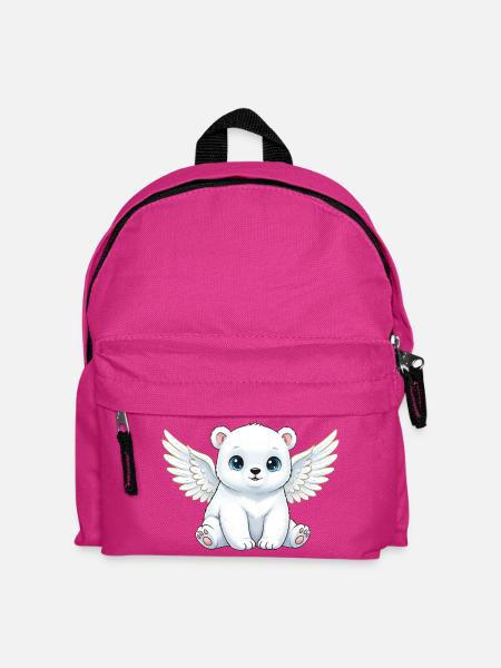 Süßer Eisbär Engel mit Flügeln Cartoon Lächeln - Kinder Rucksack - Fuchsia