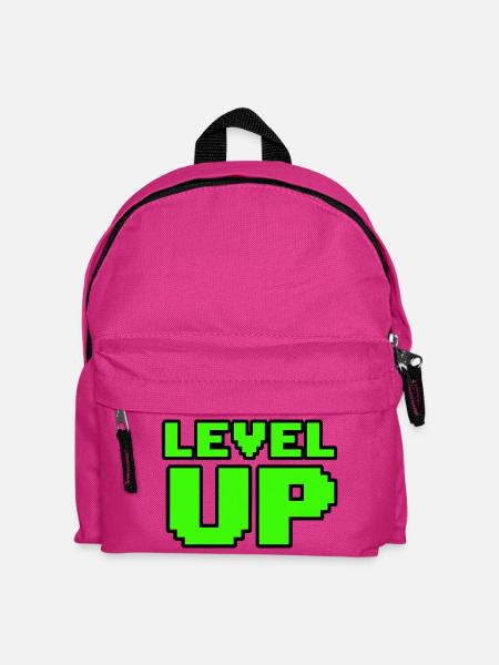 Retro Level Up Gaming T-Shirt 8Bit - Kinder Rucksack - Fuchsia