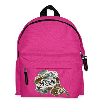 Alaska State Vintage Reise-Souveniraufkleber - Kinder Rucksack - Fuchsia - Vorne