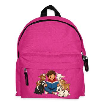 Junge liest kleinen Ziegen eine Geschichte vor - Kinder Rucksack - Fuchsia - Vorne