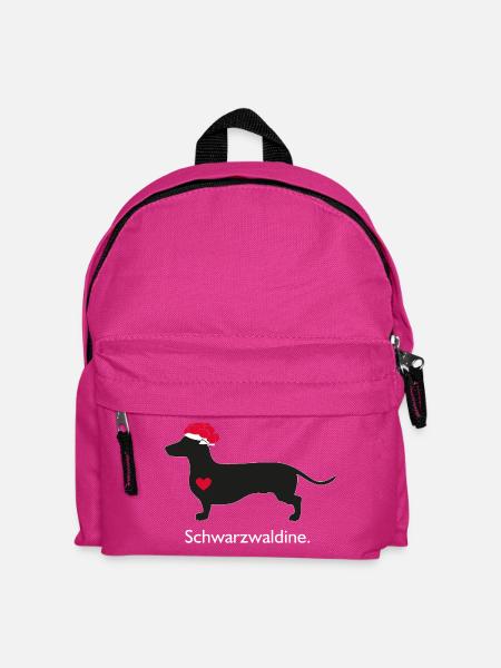 Schwarzer Dackel Herz Bollenhut - Kinder Rucksack - Fuchsia