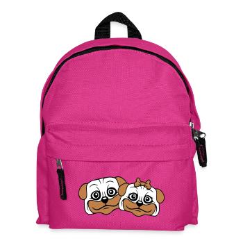 2 Dogs Pug Man Woman Couple Two In Love Love - Kids' Backpack - fuchsia - Front