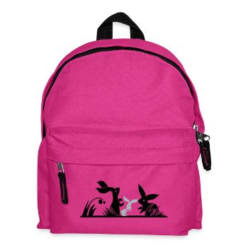 Trois lapins dans une prairie - Sac à dos Enfant - fuchsia - Devant
