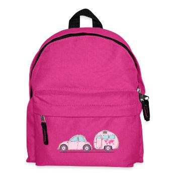 Auto mit Wohnwagen Rosa - Kinder Rucksack - Fuchsia - Vorne