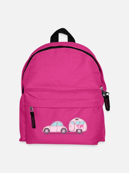 Auto mit Wohnwagen Rosa - Kinder Rucksack - Fuchsia