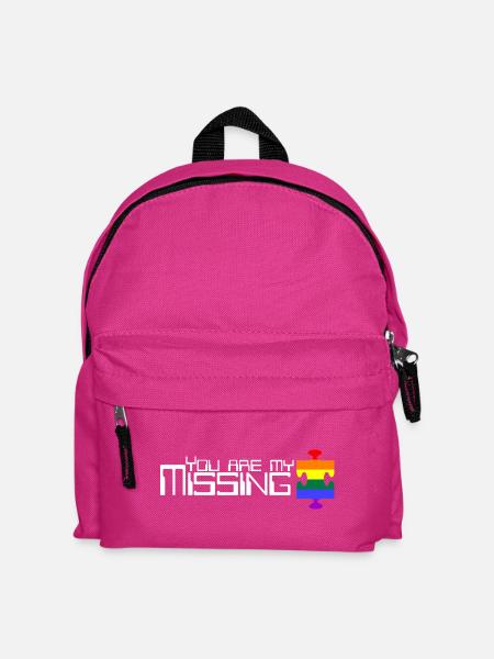 Du bist mein fehlendes Puzzleteil [Regenbogen] - Kinder Rucksack - Fuchsia