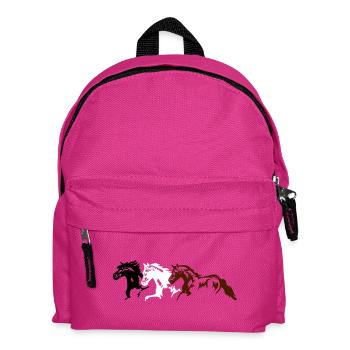Horses, ponies, animals, stallion, - Kids' Backpack - fuchsia - Front
