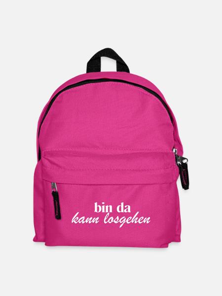 bin da kann losgehen weiß - Kinder Rucksack - Fuchsia