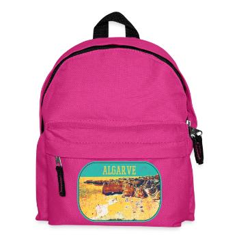 Retro-Abzeichen, Algarve Portugal, Strand Sommersonne - Kinder Rucksack - Fuchsia - Vorne