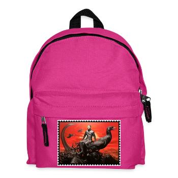 Dark fantasy with bird raven red landscape - Kids' Backpack - fuchsia - Front