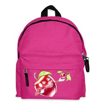 Personnage de dessin animé Drôle, Mangez une pomme rouge - Sac à dos Enfant - fuchsia - Devant