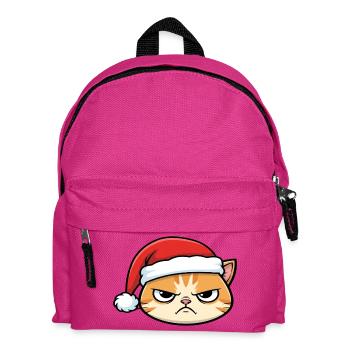 Genervte Katze mit Weihnachtsmütze - Kinder Rucksack - Fuchsia - Vorne