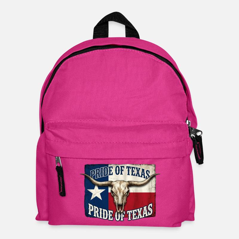 Texas Pride Horns Skull - Kids' Backpack - fuchsia