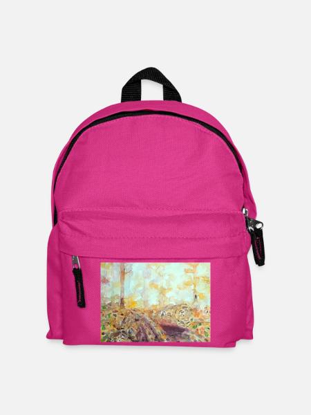 Forest watercolor landscape autumn - Kids' Backpack - fuchsia