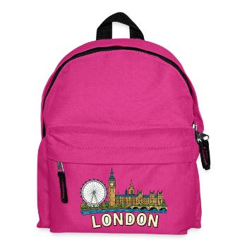 London Eye Big Ben Skyline Vintage Illustration - Kids' Backpack - fuchsia - Front